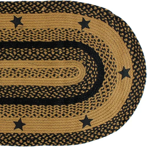 Vista 2 de Colección trenzada Star Black Premium Primitivo, rústico, campestre, estilo granja Yute/algodón 30 días sin riesgo Alfombra de acento/tapete