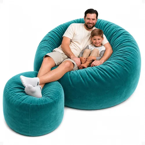 Vista 9 de ULTIMATE SACK 5000 Silla Puf de 5-Pies con Reposapiés, Funda de Gamuza Negra – Tumbona de Espuma de Gran Tamaño, Asiento de Suelo, Sofá Pequeño