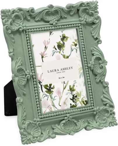 Vista 10 de Laura Ashley - Marco de fotos 2x3 negro con textura ornamentada hecho a mano en resina con caballete, para exhibición en mesa y pared, con diseño