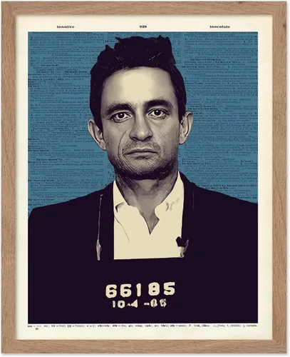 Vista 18 de Monem Art Mugshot Print - Póster retro de ojos azules de Ol' - Arte de diccionario - Diseño de pared de retrato de músico famoso - Gran decoración