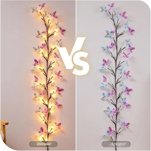 Vista 7 de Willow - Luz de vid con mariposa 48 LED de 5.9 pies, decoración de pared encantada, 8 modos de luz para decoración de pared interior del hogar