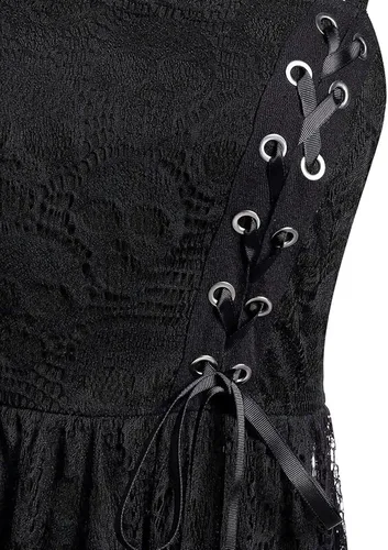 Vista 4 de Disfraz de Halloween para mujer talla grande de malla de encaje sin mangas camisola mini vestido