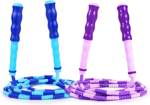 Vista 7 de Supertrip Cuerda de saltar para niños, cuerda de saltar con cuentas suaves, ajustable, sin enredos, segmentada para niños y estudiantes