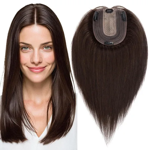 Vista 20 de MY-LADY Extensiones de cabello humano para mujeres, cabello real humano delgado, base de seda de 10 * 12 cm, con encaje, 130% de densidad, con clip