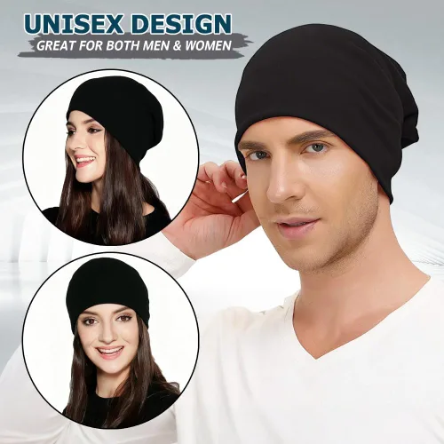 Vista 4 de EINSKEY Gorro ligero holgado para hombres y mujeres, gorro de algodón fino de gran tamaño, gorro de quimioterapia, gorro para dormir nocturno