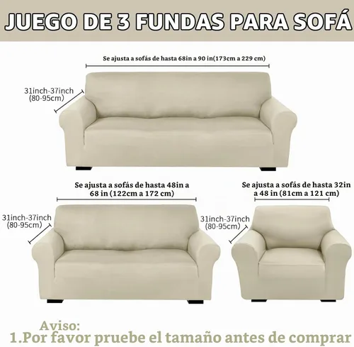 Vista 2 de Peryiter Juego de 3 Fundas para Sofá, Cubiertas de Muebles para Sofá, Loveseat, Sillón, Ajuste de Forma Elástico, Sin Arrugas, Protector de Muebles