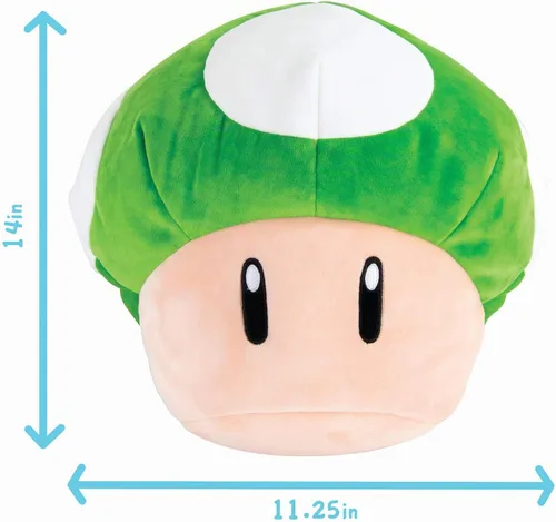 Vista 2 de Club Mocchi Mocchi - Peluche de Nintendo Super Mario, peluche de hongos 1Up, peluches blandos coleccionables, 15 pulgadas