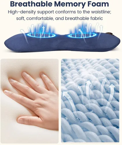 Vista 3 de Masajeador inalámbrico de espalda baja 3 en 1 con calor, compresión de aire azul-gris