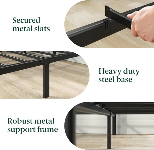 Vista 7 de Zinus Leonardo - Marco de cama con plataforma de metal, cabecero victoriano, tamaño individual Heavy Duty Bed Base, Ample Underbed Storage Space