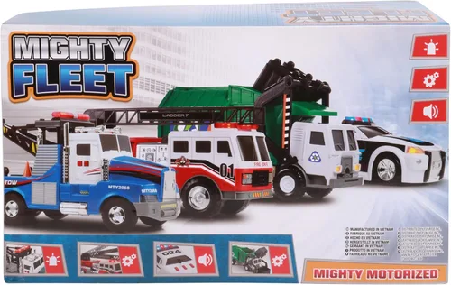 Vista 7 de Mighty Fleet Camión de escalera de bomberos motorizado Mighty con luces y sonidos, escalera motorizada, escalera extensible, diseño realista