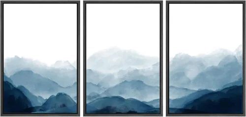 Vista 63 de SIGNWIN Lienzo enmarcado para pared, juego de arte tranquilo con reflejo de lago, acuarela, montaña y agua, ilustraciones modernas, arte abstracto
