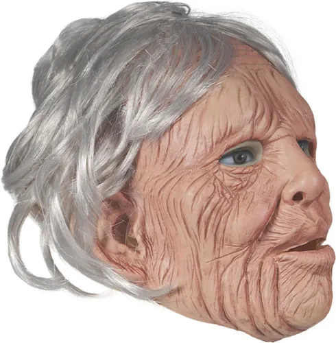 Vista 5 de Máscara realista de hombre anciano, cubierta facial de Halloween, máscara de látex visible para la cabeza, máscara novedosa para disfraz de fiesta