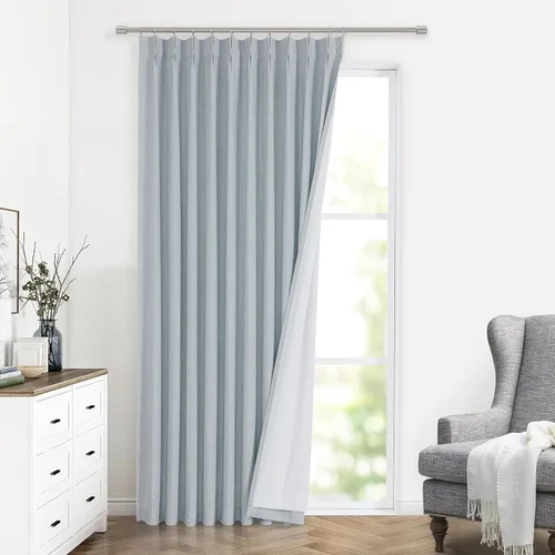Vista 42 de Vision Home Cortinas marrones con pliegues pinzados, opacas completas, cortinas de ventana de lino mezclado para oscurecer la habitación, cortinas