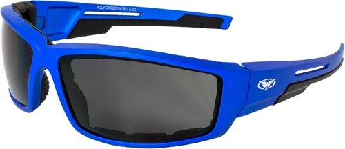 Vista 9 de Global Vision Sly - Gafas de sol acolchadas para motocicleta para mujer, cuatrimoto, 2 pares con lentes ahumadas y marcos metálicos rosa y azul