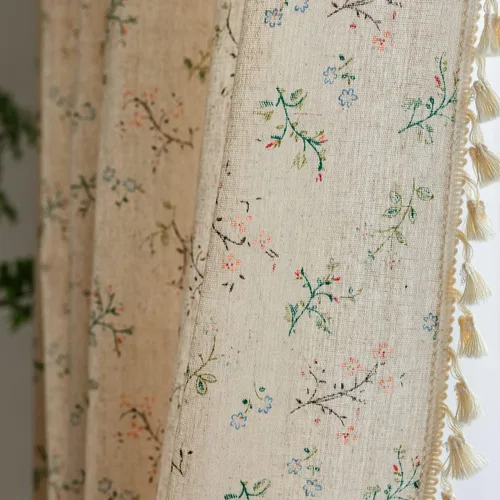 Vista 52 de Cortinas florales de granja semiopacas para sala de estar, de 63 pulgadas de largo, mezcla de lino y algodón, paneles de cortina de ventana cortos