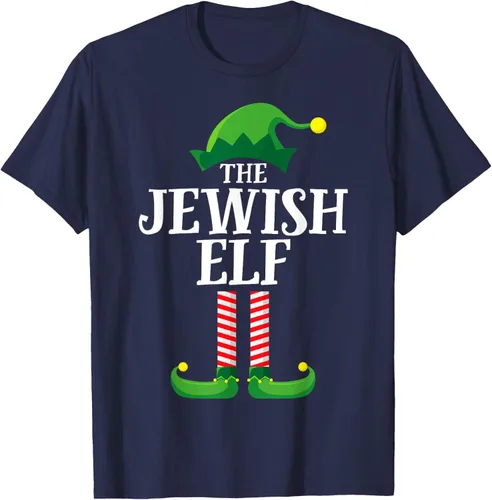 Vista 41 de Playera de pijama para fiesta de Navidad, grupo familiar a juego con elfo judío