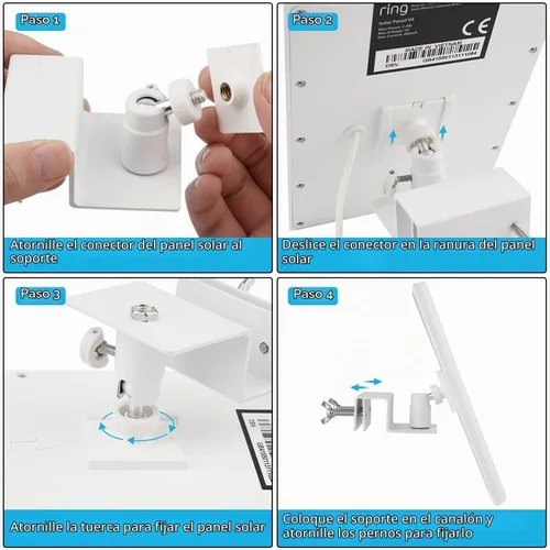Vista 6 de Soporte de canalón para panel solar, soporte de montaje ajustable de aleación de aluminio resistente a la intemperie, ángulo perfecto para obtener