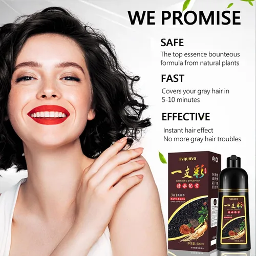 Vista 7 de Champú instantáneo para cabello negro de 16.9 fl oz para hombres y mujeres, champú de tinte para el cabello 3 en 1, cobertura del cabello 100%