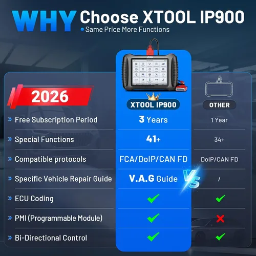 Vista 2 de XTOOL IP900 Herramienta de escaneo bidireccional Versión 2026 mejorada del escáner D7, herramienta de diagnóstico escáner OBD2, codificación ECU