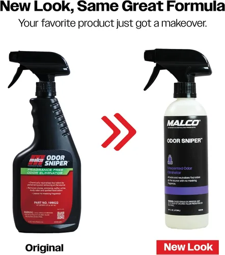 Vista 2 de Malco Odor Sniper - Eliminador de olores sin fragancia para interiores de automóviles/Penetra los olores en la fuente/Neutraliza químicamente