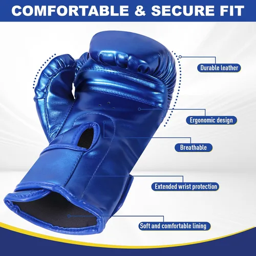 Vista 5 de Juego de guantes de boxeo para niños y niñas de 3-5-8-12 años, guantes de entrenamiento y entrenamiento juvenil para saco de boxeo, kickboxing, MMA