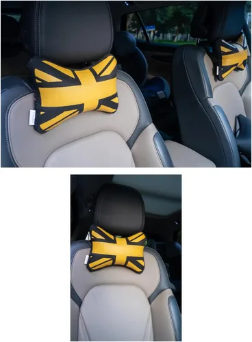 Vista 2 de Almohada para el cuello del asiento de coche (2 piezas) (dorado Union Jack)