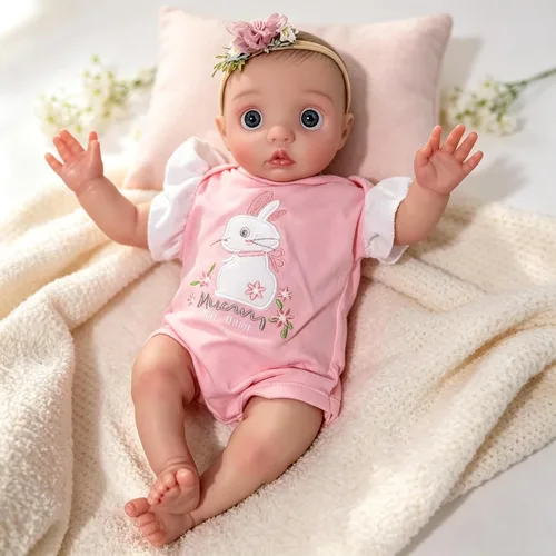 Vista 2 de iCradle Preciosa muñeca de bebé Reborn de 20 pulgadas, 19.7 in, de silicona suave, con ojos cerrados, muñeca recién nacida, regalo para mayores de 3