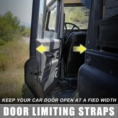 Vista 5 de Correas limitadoras de puerta de automóvil de 550 libras para Jeep Wrangler YJ TJ JK JKU JL JLU 1987-2021 para Jeep Gladiator JT 1987-2021 azul