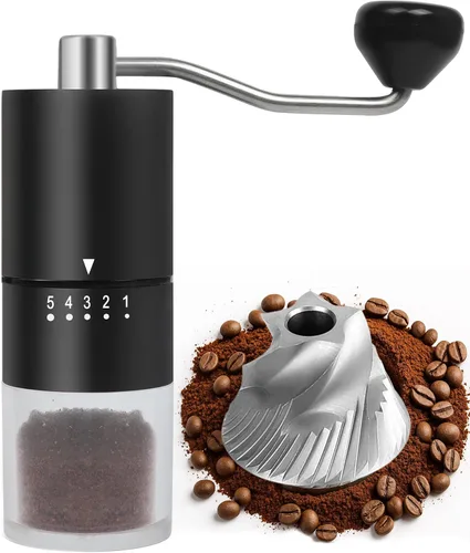 Vista 9 de Molinillo de café manual con muela de cerámica para espresso, prensa francesa, 5 ajustes ajustables, molinillo manual con muela incorporada
