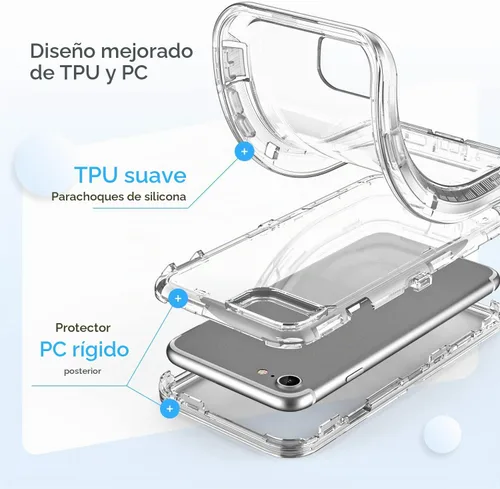 Vista 3 de ORIbox - Funda compatible con iPhone 7 Plus, compatible con iPhone 8 Plus, resistente a prueba de golpes, anticaída, funda transparente Cristal