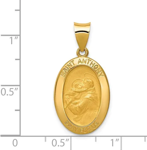 Vista 3 de Colgante hueco de medalla de San Antonio pulido y satinado de 14 quilates, 1.142in, 0.565in, estilo XR1289, Metal, no conocido