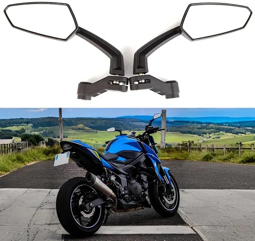 Vista 2 de Espejos retrovisores universales negros para motocicleta con 0.394 in y 0.315 in compatibles con Honda Grom Yamaha Kawasaki y más