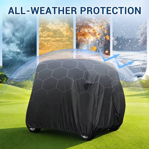 Vista 6 de Moveland Cubierta impermeable al polvo para carrito de golf Accesorios para exteriores, revestimiento extra de PVC 2 pasajeros Cubierta