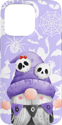 Vista 28 de iPhone 16 Boo Gnome Halloween Purple Spooky Creepy Cute Watercolor Case