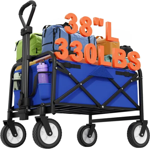 Vista 12 de PayLessHere Carrito plegable con ruedas Negro Carrito plegable resistente con capacidad de 330 libras con ruedas todo terreno y mango