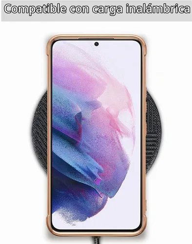 Vista 4 de RALEAVO para Samsung Galaxy S21 5G Funda de teléfono con borde chapado de lujo, cubierta delgada ligera brillante con brillo, cubierta protectora