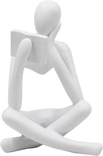 Vista 16 de Estatua de mujer de lectura, esculturas de pensador, adorno de arte abstracto, decoración de figura estética moderna, adecuada para el hogar, sala