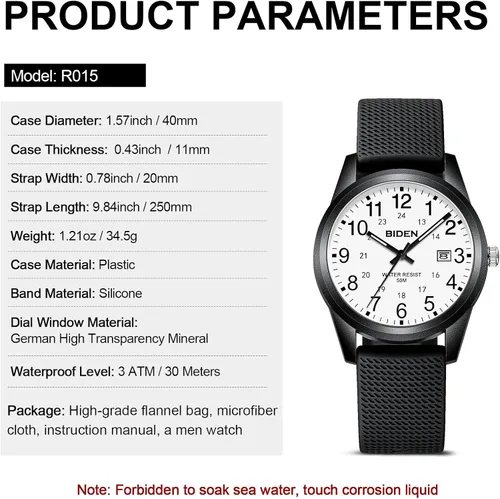 Vista 9 de Mens Watches Analog Quartz Sports Unisex Watch 30M Waterproof Watches for Men Women Nurse Medical Professionals-Military Time with Second Hand