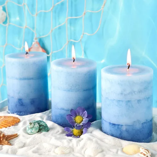 Vista 25 de Velas aromáticas de pilar FLAVCHARM de larga duración, sin goteo, rojas, 3x4 pulgadas