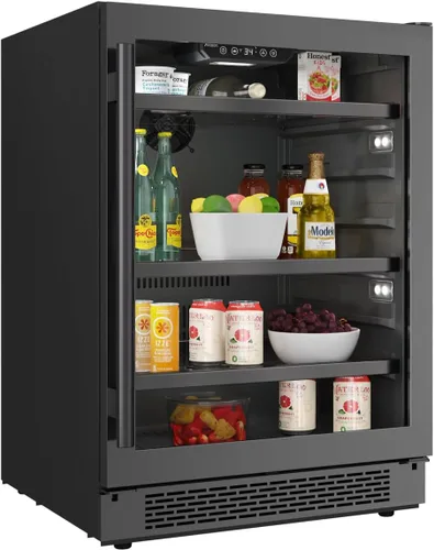 Vista 4 de Avallon ABR242SGLH Centro de bebidas de 24 pulgadas de ancho para 140 latas de bajo consumo con iluminación LED, vidrio de doble panel, panel