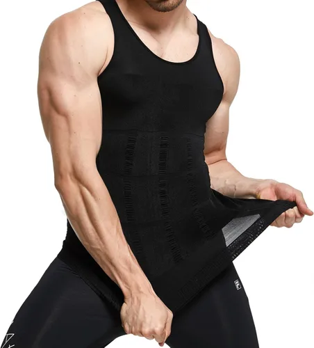 Vista 3 de GKVK Mens adelgazar cuerpo Shaper chaleco camisa Abdomen Slim