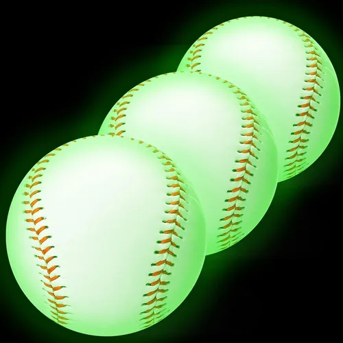 Vista 8 de Paquete de 3 pelotas de béisbol que brillan en la oscuridad, tamaño oficial, para juegos, regalo para niños, niñas y fanáticos, accesorios