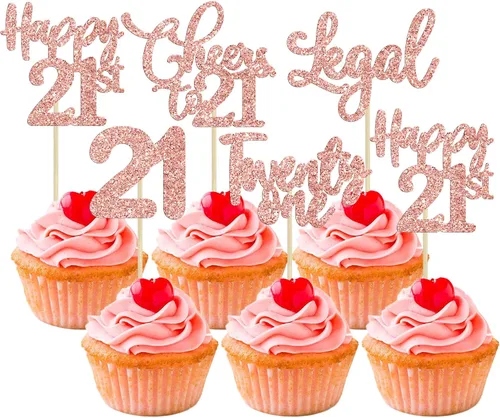 Vista 50 de Paquete de 30 adornos para cupcakes con purpurina de doble dígito para cumpleaños de 10 años, para cumpleaños, aniversario, fiesta, suministros