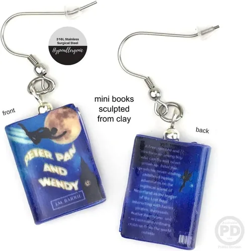 Vista 2 de Peter Pan y Wendy J. M. Barrie Clay - Mini libro hipoalergénico de acero inoxidable