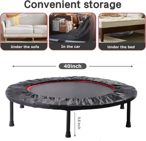 Vista 5 de Rebounder Trampoline for Adults, 40"/50" Foldable Spring Fitness Trampoline - 450 lbs Capacity, Quiet & Stable Indoor/Outdoor Exercise Equipment for
