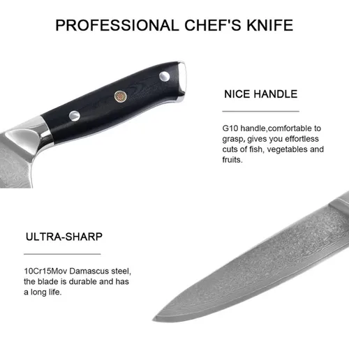 Vista 3 de BP TRENDZ Cuchillo de chef profesional Cuchillo de chef de acero inoxidable para cortar sin esfuerzo Cuchillo de Shef para cortar Cuchillo