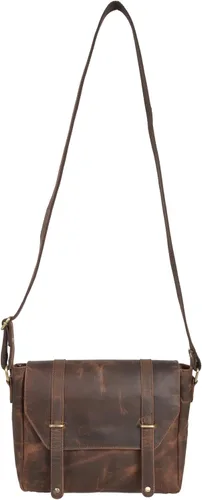 Vista 6 de Bolso bandolera de cuero genuino para hombres, bolsos cruzados para negocios de trabajo, Marrón