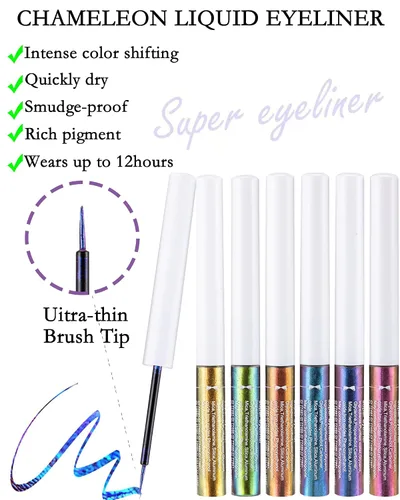 Vista 3 de Chameleon - Delineador de ojos con purpurina líquida, 1 bolígrafo dorado metálico de alta pigmentación para maquillaje para sombra de ojos, punta 01#