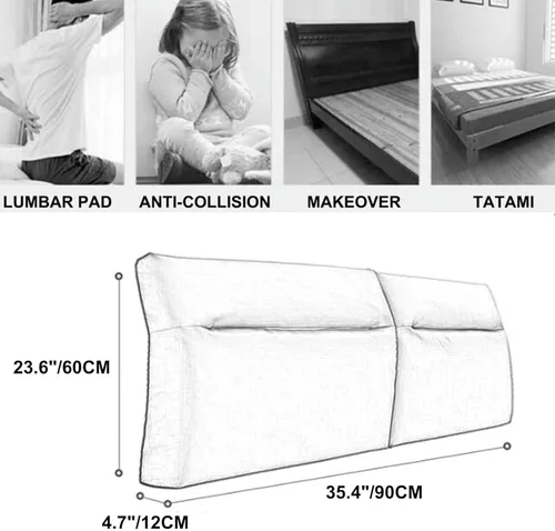 Vista 7 de Cojín de cuero para cabecero, almohada de pared para respaldo de cama, almohada de lectura, almohada de cuña de soporte grande para sofá cama