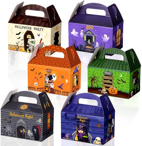 Vista 8 de TaoBary Juego de 24 cajas de dulces de Halloween, cajas de regalos de Halloween, cajas de regalos para regalos de cumpleaños, galletas